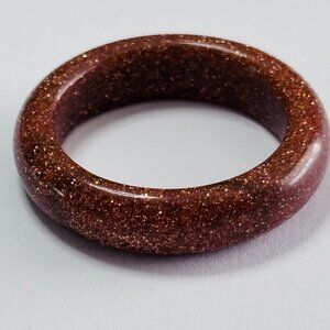 Red Goldstone Glitter Band Ring Copper Sparkle Statement Size 7
